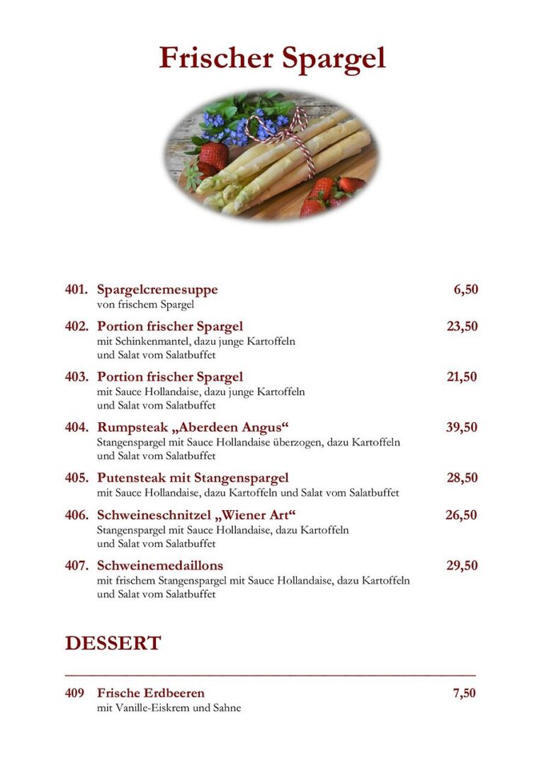 Speisekarte Restaurant Steakhaus El Paso